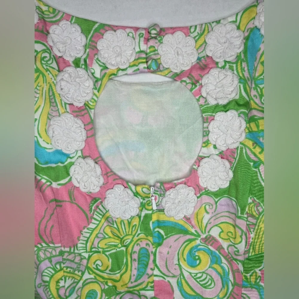 Lilly Pulitzer Womens Nina Shift Dress Size 2 Chin Chin Print Embroidered